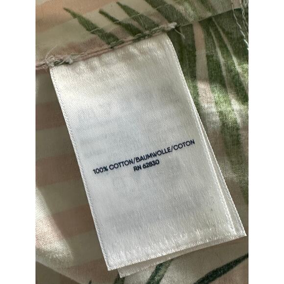 Lands’ End Tropical Print tunic Blouse Pink Greem Size Medium Blouse Vacation - Picture 11 of 12